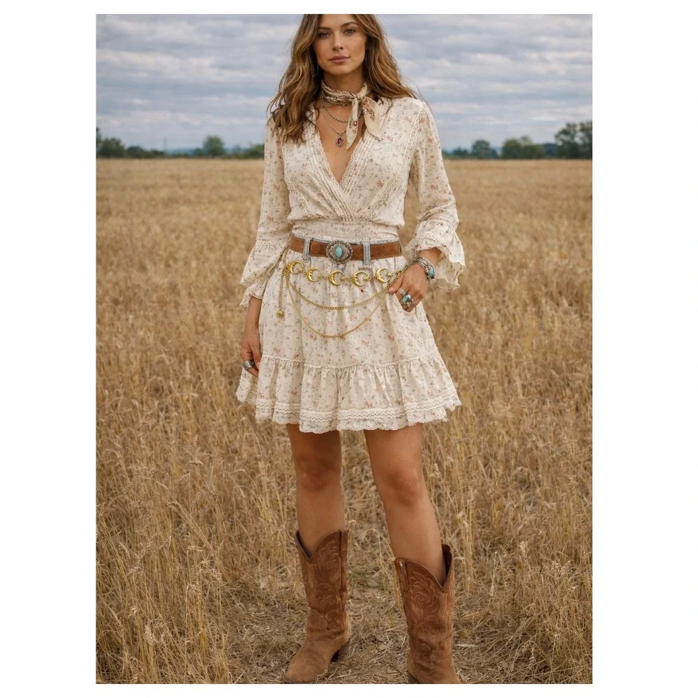 Celestial Crescent Moon & Star layered multi cascade‎ Chain Belt Boho western